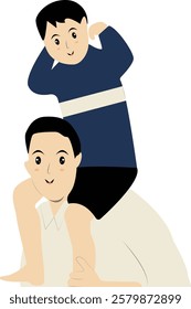 Happy Father with Son Illustration. Vector Character in Cute Expression Design.