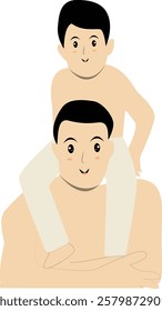 Happy Father with Son Illustration. Vector Character in Cute Expression Design.