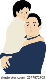 Happy Father with Son Illustration. Vector Character in Cute Expression Design.