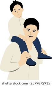 Happy Father with Son Illustration. Vector Character in Cute Expression Design.