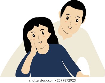 Happy Father with Son Illustration. Vector Character in Cute Expression Design.