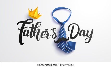 Happy Father's Calligraphy greeting card with necktie for dad. Greetings and presents. Vector illustration EPS10