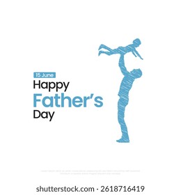 Happy Father's Day, 15 June Minimalist Vector Design Celebrating Fatherhood