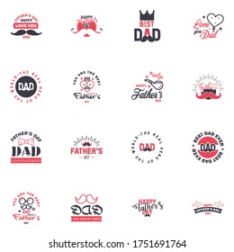 happy fathers day. 16 Black and Pink text design. Vector calligraphy. Typography poster. Usable as background. Editable Vector Design Elements