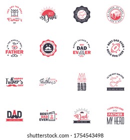 Happy Fathers Day 16 Black and Pink Vector Element Set - Ribbons and Labels Editable Vector Design Elements