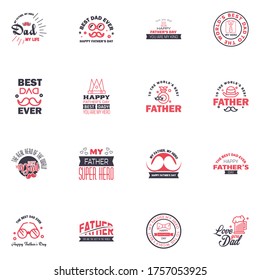 Happy Fathers Day 16 Black and Pink Vector Element Set - Ribbons and Labels Editable Vector Design Elements