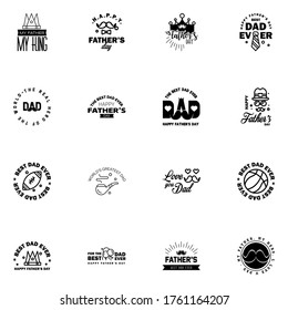 Happy fathers day. 16 Black Lettering happy fathers day.  Editable Vector Design Elements