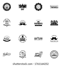 happy fathers day. 16 Black text design. Vector calligraphy. Typography poster. Usable as background.  Editable Vector Design Elements