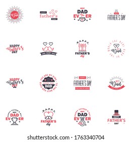 happy fathers day. 16 Black and Pink text design. Vector calligraphy. Typography poster. Usable as background. Editable Vector Design Elements