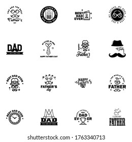 Happy fathers day 16 Black vintage retro type font. Illustrator eps10  Editable Vector Design Elements