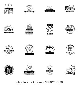 Happy fathers day 16 Black vintage retro type font. Illustrator eps10  Editable Vector Design Elements