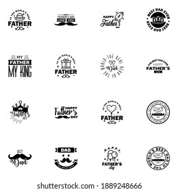 Happy fathers day 16 Black vintage retro type font. Illustrator eps10  Editable Vector Design Elements