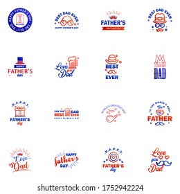 Happy fathers day 16 Blue and red vintage retro type font. Illustrator eps10 Editable Vector Design Elements