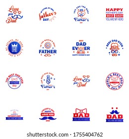 Happy fathers day 16 Blue and red vintage retro type font. Illustrator eps10 Editable Vector Design Elements