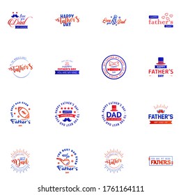 Happy fathers day 16 Blue and red vintage retro type font. Illustrator eps10 Editable Vector Design Elements