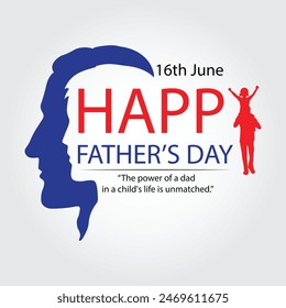 Happy fathers day 16 june  greeting card Vector illustration.