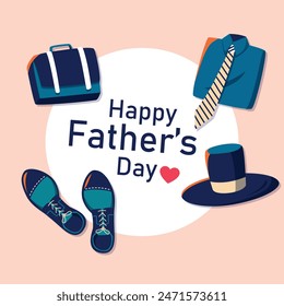 Happy Father's Day 16th june. Happy father's Day, flat Post design. Father's day vector, illustration, and design elements for greeting card, posters, banners, and flyer