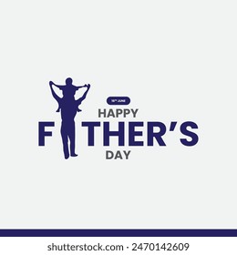 happy father's day 2024, 16 june, father caring his child. typography design, father day design. 16 june 2024 father day;