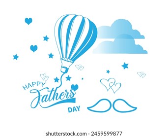 Happy Fathers Day 2024, greeting with hand written lettering .fathers day sky blue .