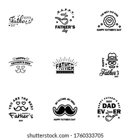 Happy fathers day 9 Black vintage retro type font. Illustrator eps10  Editable Vector Design Elements