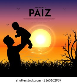 Happy father's day with abstract sunset background. Feliz dia de la faiz design with sunset landscape vector.