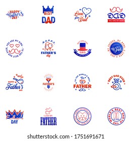 Happy Fathers Day Appreciation Vector Text Banner 16 Blue and red Background for Posters. Flyers. Marketing. Greeting Cards Editable Vector Design Elements