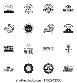 Happy Fathers Day Appreciation Vector Text Banner 16 Black Background for Posters. Flyers. Marketing. Greeting Cards  Editable Vector Design Elements