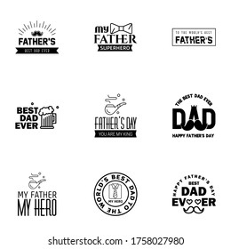Happy Fathers Day Appreciation Vector Text Banner 9 black Background for Posters. Flyers. Marketing. Greeting Cards  Editable Vector Design Elements