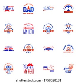 Happy Fathers Day Appreciation Vector Text Banner 16 Blue and red Background for Posters. Flyers. Marketing. Greeting Cards Editable Vector Design Elements