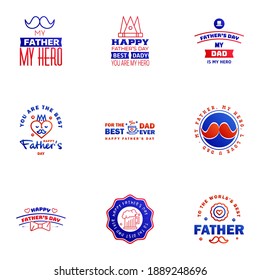 Happy Fathers Day Appreciation Vector Text Banner 9 Blue and red Background for Posters. Flyers. Marketing. Greeting Cards Editable Vector Design Elements