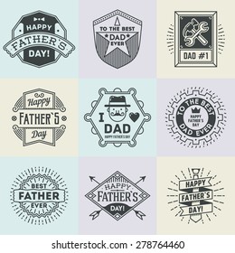 Happy Father`s Day assorted design insignias logotypes set. Vector symbols elements. 