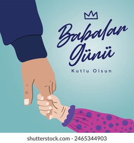 Happy Father's Day. (Babalar günü kutlu olsun.) Father's Day billboard, poster, social media, greeting card template. Dad handwriting text. Vector illustration.