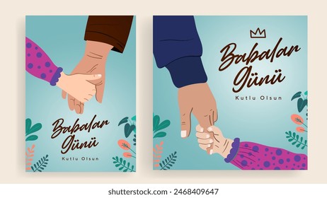 Happy Father's Day. (Babalar günü kutlu olsun.) Father's Day billboard, poster, social media, greeting card template. Dad handwriting text. Vector illustration.