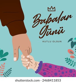 Happy Father's Day. (Babalar günü kutlu olsun.) Father's Day billboard, poster, social media, greeting card template. Dad handwriting text. Vector illustration.