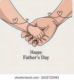  Happy Fathers Day. Baby holding parents hand in continuous line drawing isolated on white background. vector illustration. father and mother’s day celebration concept 