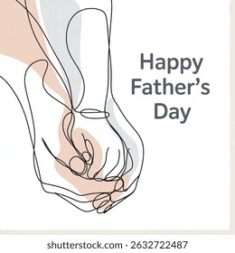  Happy Fathers Day. Baby holding parents hand in continuous line drawing isolated on white background. vector illustration. father and mother’s day celebration concept 