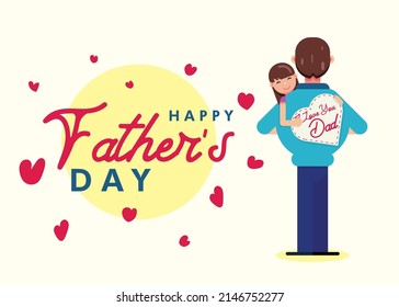 Happy Fathers Day background banner post poster vector, I love you dad kid greeting card