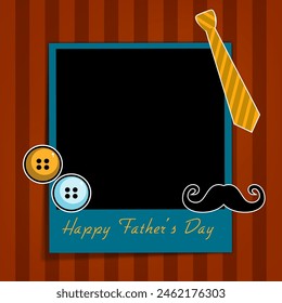 Happy Fathers Day background with blank note of your message, mustache and buttons.