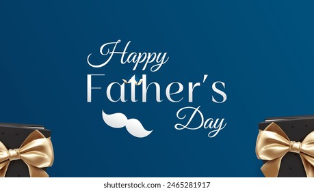 Happy Father's Day Background, card with mustache and Gift combination, top view