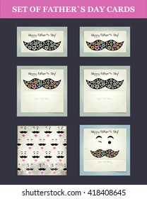 Happy Father's day  background or card.
Mustache, winking, flat hipster vintage design.
Vector illustration