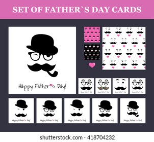 Happy Father's day  background or card.
Mustache, winking, flat hipster vintage design.
Vector illustration