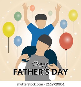 Happy fathers day background with a father holding his son