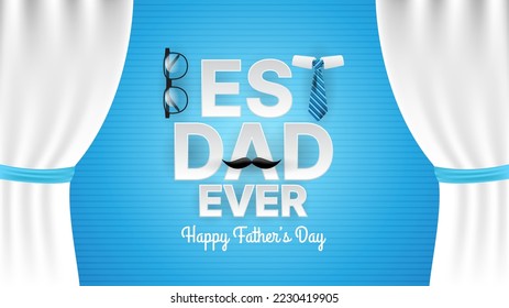 happy father's day background with glasses, tie, and mustache on blue background. suitable for greeting card, banner, poster, etc. vector illustration
