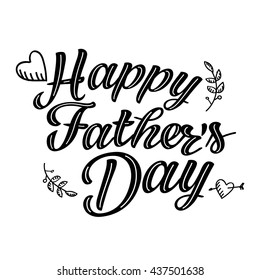 Happy fathers day background with greeting lettering and hearts. 