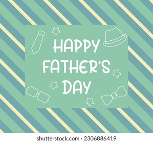 happy father's day background, with hat, star, tie and glasses icon. Template for banner, poster, social media, web, greeting card.