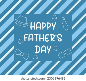 happy father's day background, with hat, star, tie and glasses icon. Template for banner, poster, social media, web, greeting card.