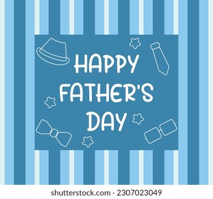 happy father's day background, with hat, star, tie and glasses icon. Template for banner, poster, social media, web, greeting card.