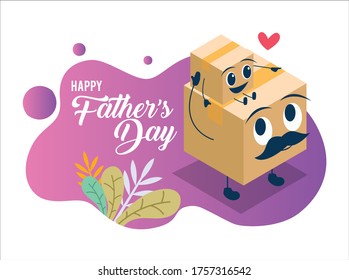 Happy Father's Day background image with happy father box and his child box.
