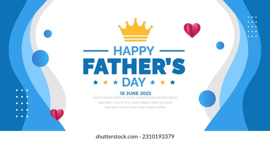 happy Father's Day background poster or banner design template celebrate in june. Father's Day background or banner with necktie, glasses, hat, and gift box. happy fathers day poster, greetings.