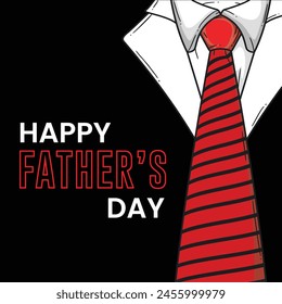  Happy Fathers Day, background with red tie, coat and white shirt. 